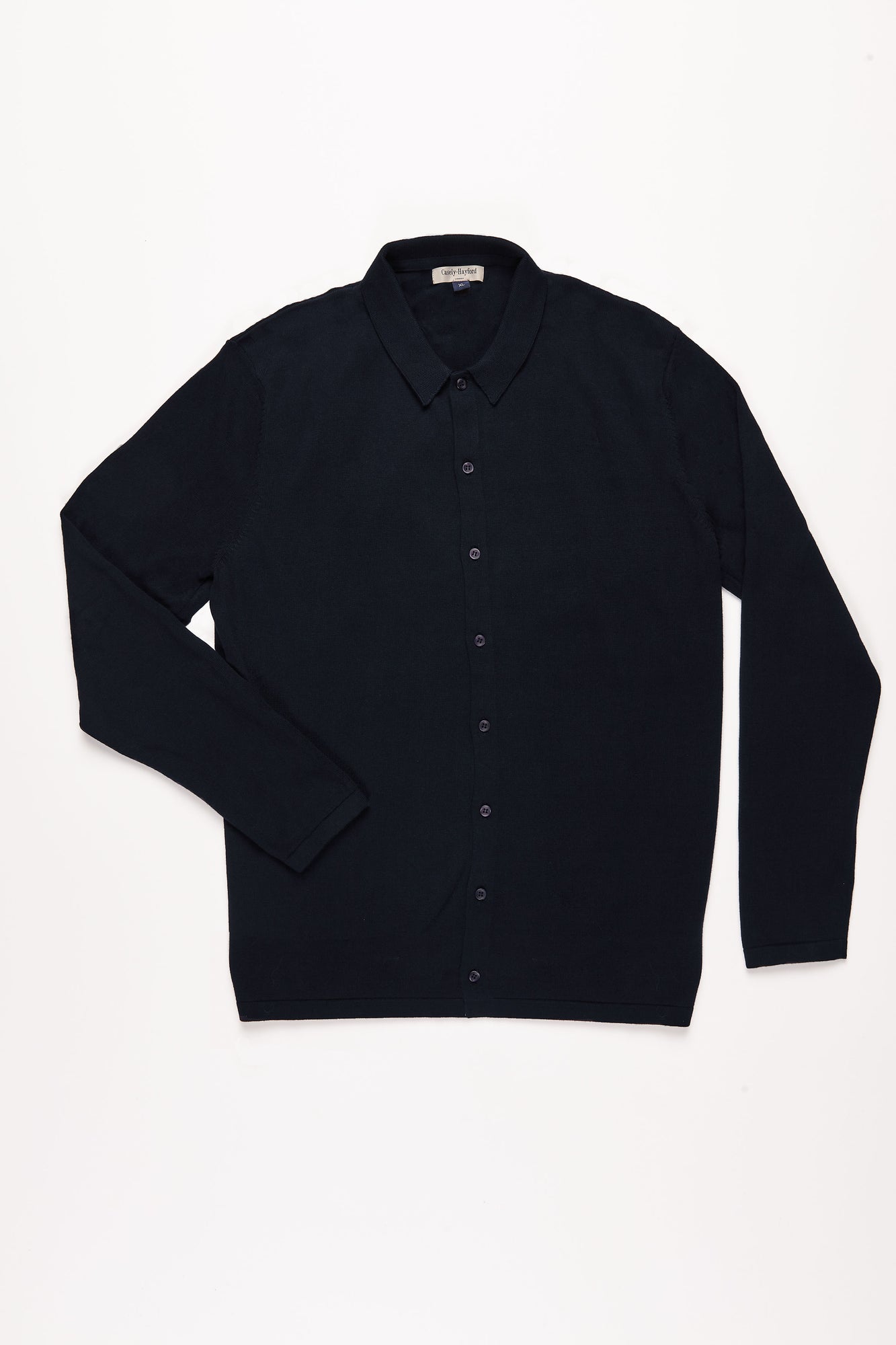 Aksel Button Through Knitted Polo Shirt, Navy