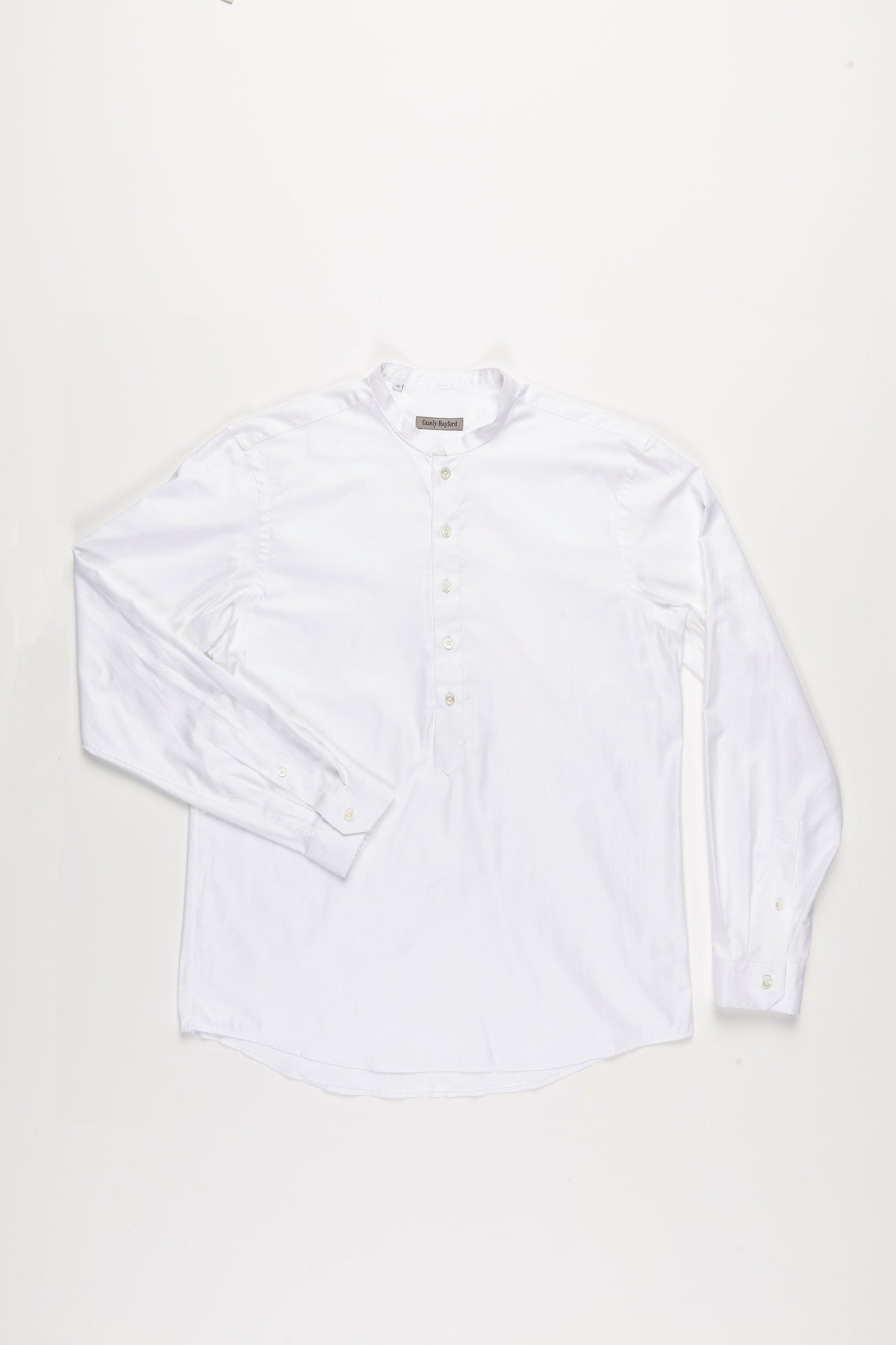 Tyler Collarless Shirt, White Oxford